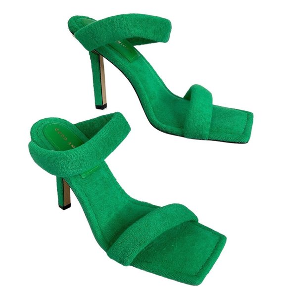 Good American Shoes - Good American Shoes Womens Size 9 Green Terry Cloth Heels Stilleto $260 Nwb